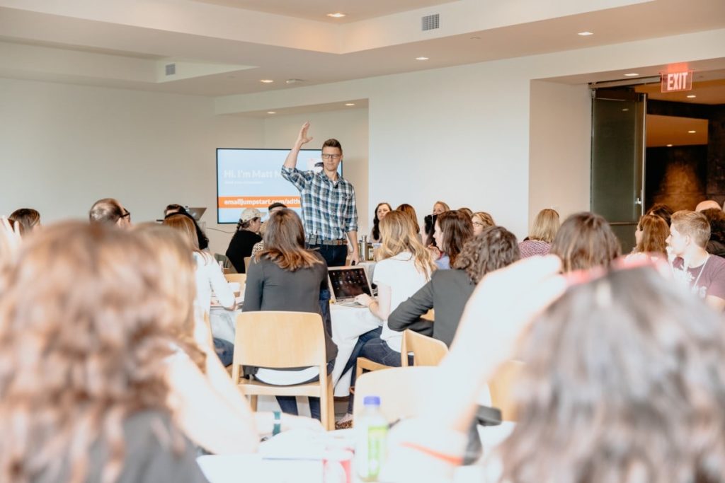 Email expert Matt Molen speaking to a crowd at the 2019 AdThrive Acclerate Summit
