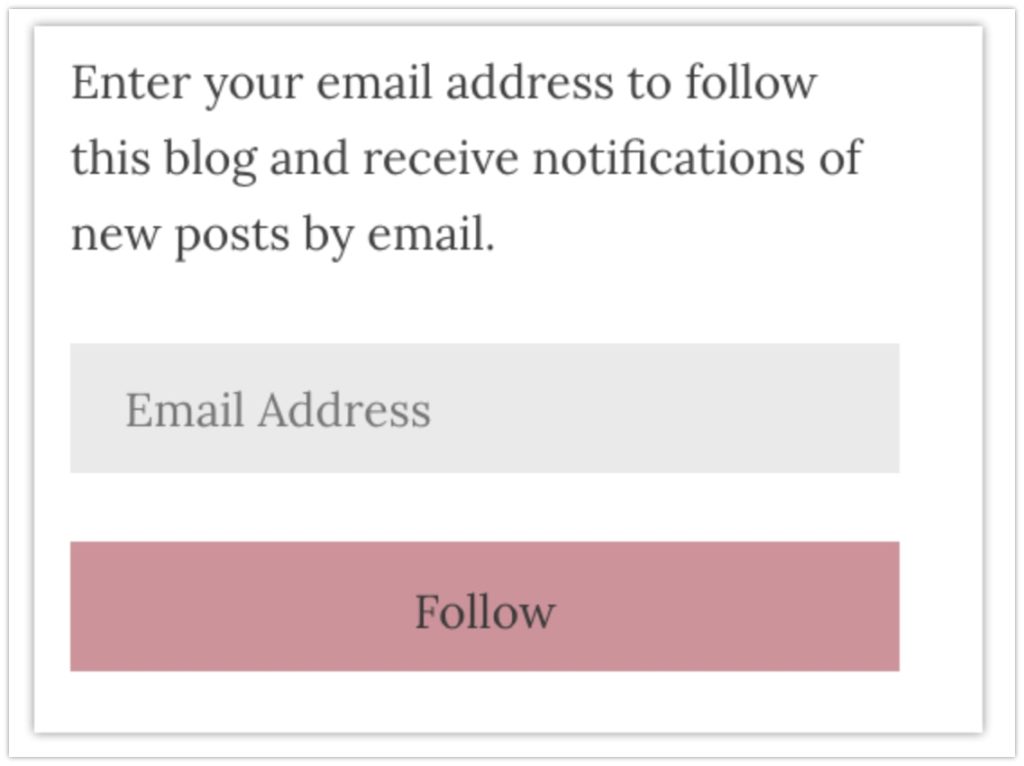 Example of an email signup box. Text says,