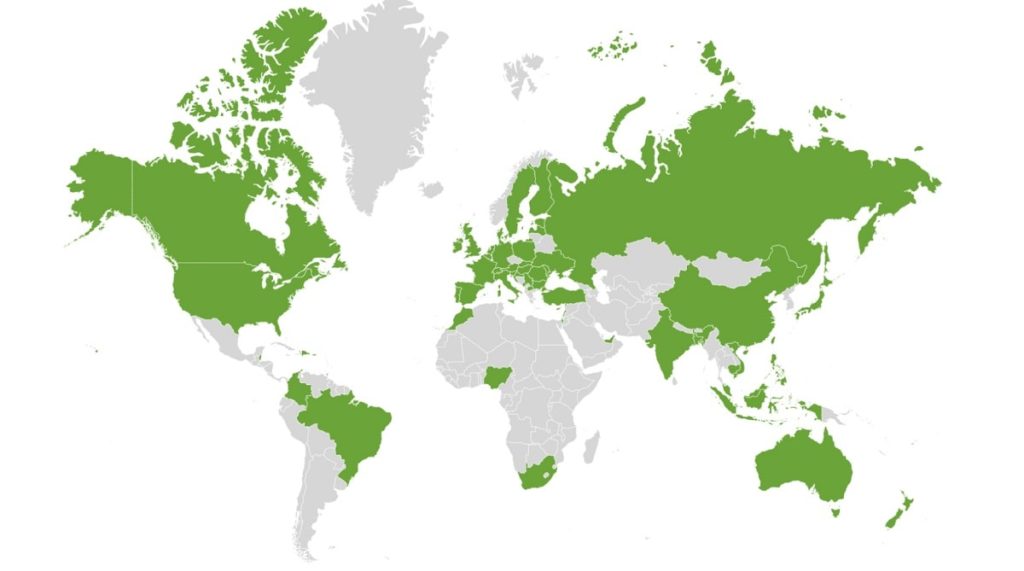 Map of AdThrive publishers' countries