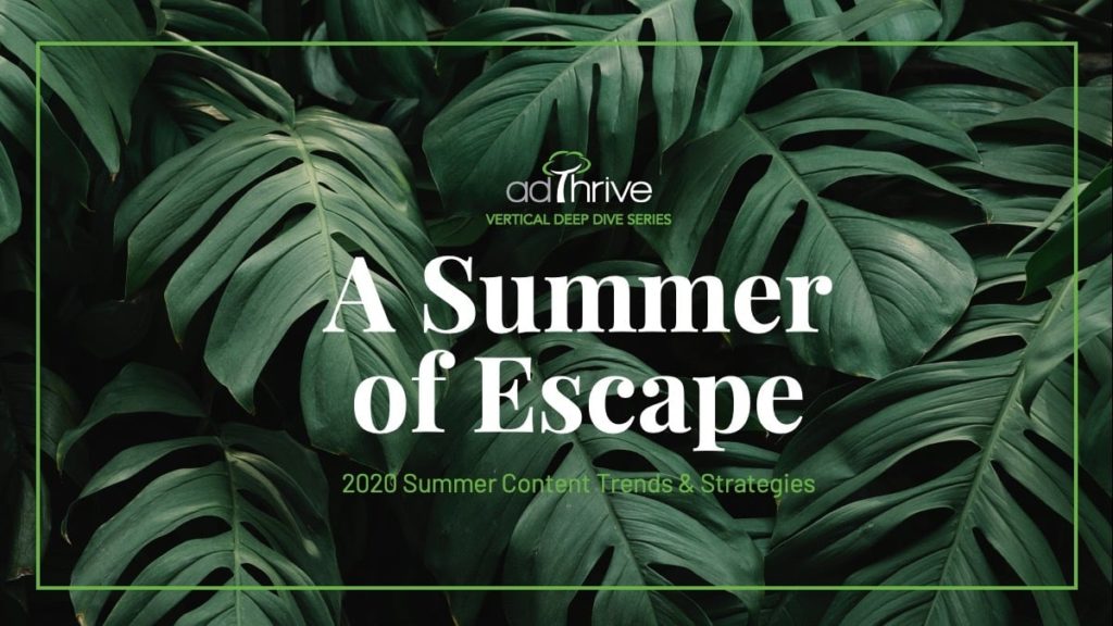 green palm leaves with white writing advertising AdThrive's summer of escape webinar