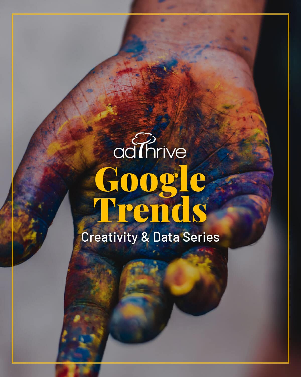 an open palm with paint splatters advertising Google Trends lesson