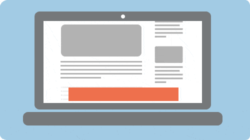 an image of a blog post on a desktop scrolling and a footer ad staying in place