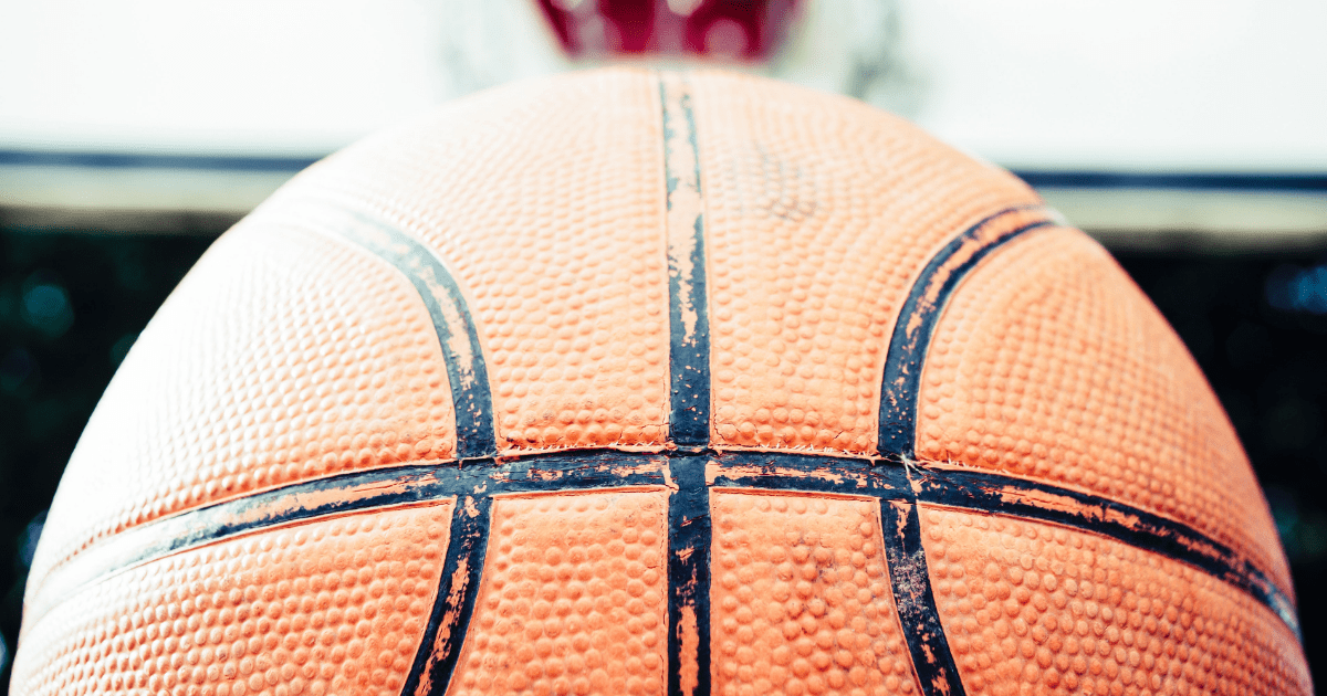 closeup view of an orange basketball