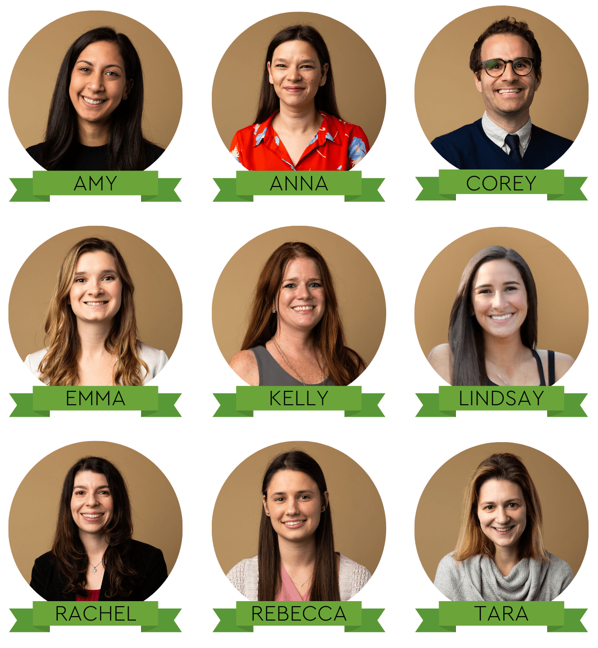 collage of nine AdThrive sales team members' head shots and names: Amy, Anna, Corey, Emma, Kelly, Lindsay, Rachel, Rebecca, and Tara.
