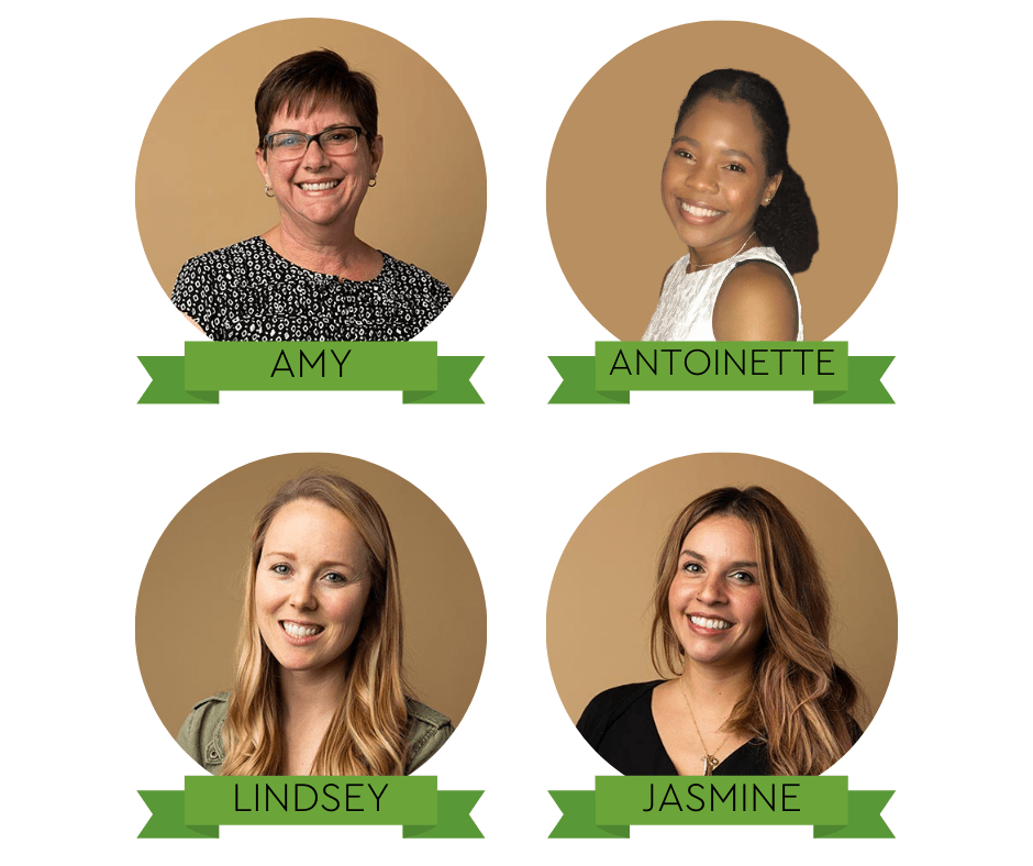 Headshots of Amy, Antoinette, Lindsey, and Jasmine