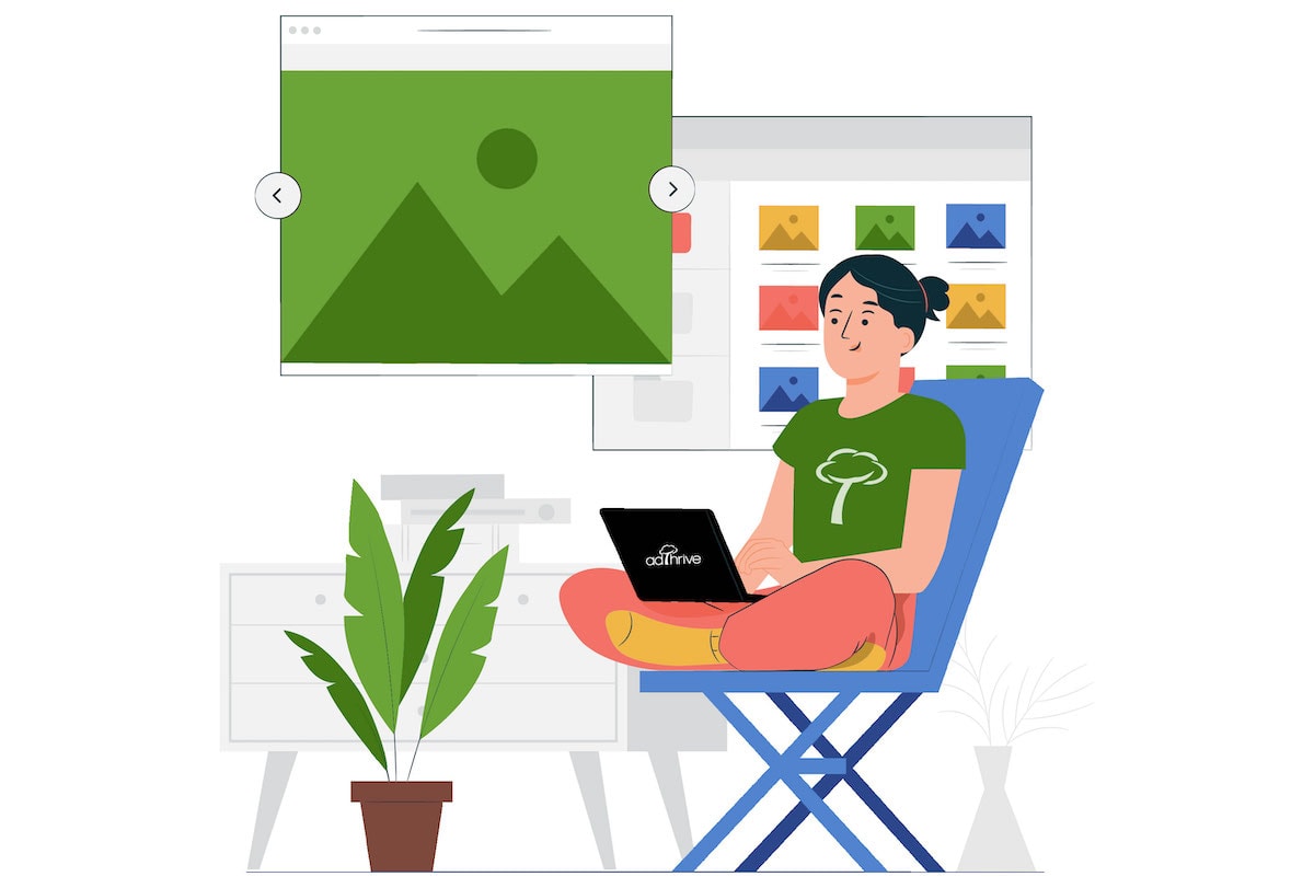 cartoon graphic of girl sitting with laptop in her lap