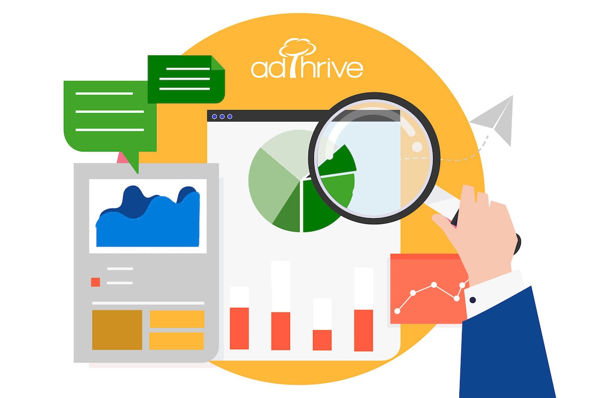 cartoon graphic of a hand holding a magnifying glass looking at graphs