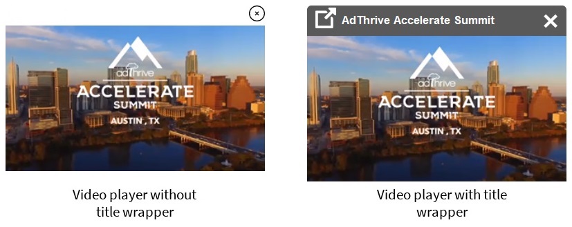 side by side example of the same video player - one with a video title wrapper and one without